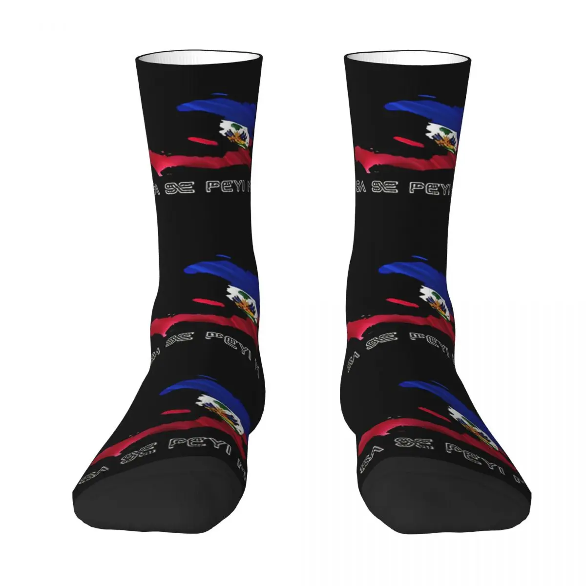 Sa Se Peyi M Stockings Men Flag Map of Haiti Socks Quality Trendy Socks Autumn Cycling Non Slip Graphic Socks Gift