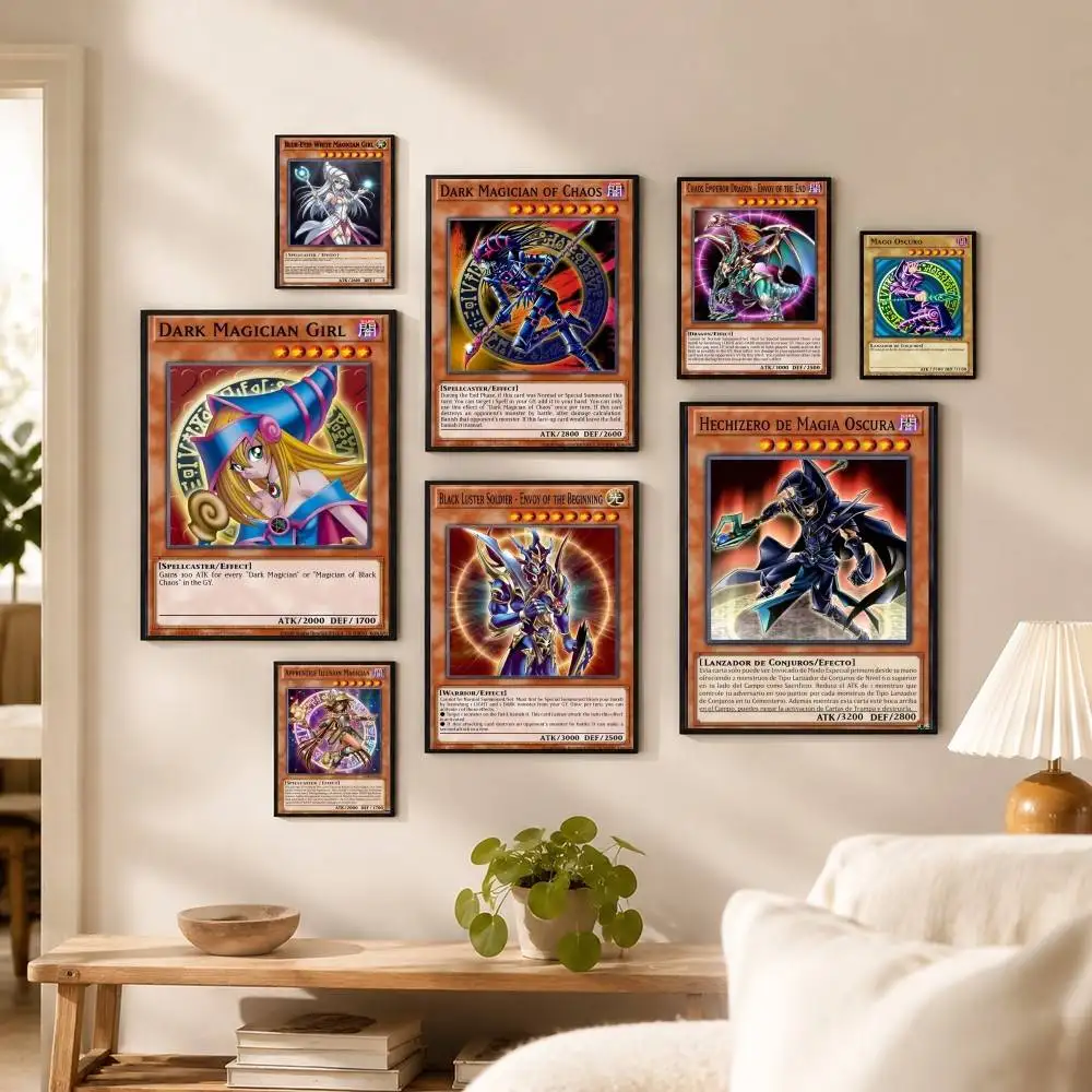 Anime Y-Yu-Gi-Oh Poster Waterproof Wall Art Sticker For Bar Living Room Vintage Decor High Quality Print Gift