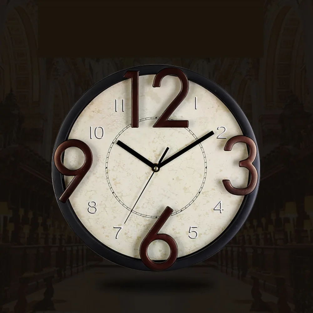Vintage American Minimalist Wall Clock 12 Inch Silent Movement Creative Luxury Timepiece for Modern Living Room Home Decor
