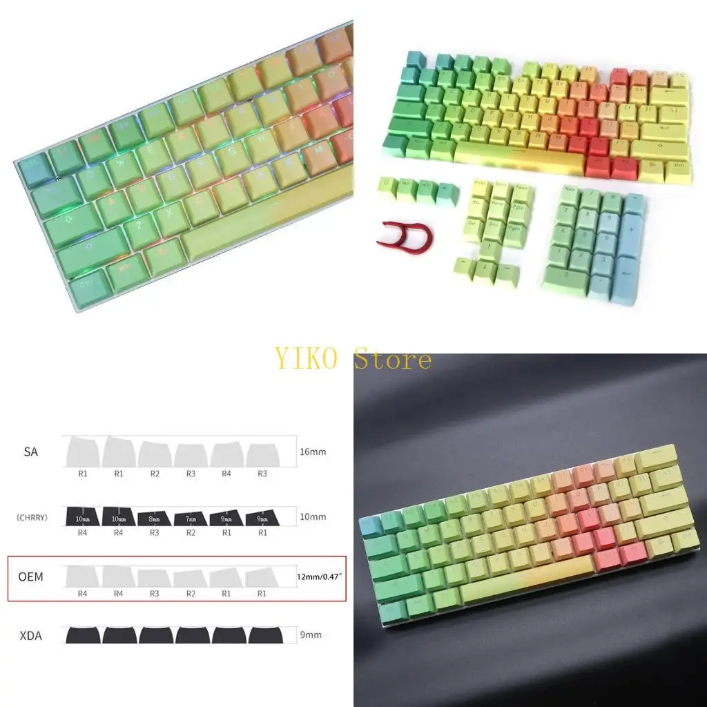 

K32C 108 для ключей с градиентной радужной подсветкой, колпачки для ключей Pbt сублимации для механических клавиш