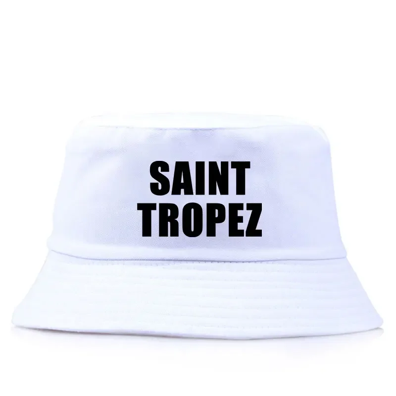 Fashion France Saint Tropez Print Reversible Bucket Hat Woman Man Outdoor Sun Beach Fisherman Cap Unisex Adult Daily Panama Hat