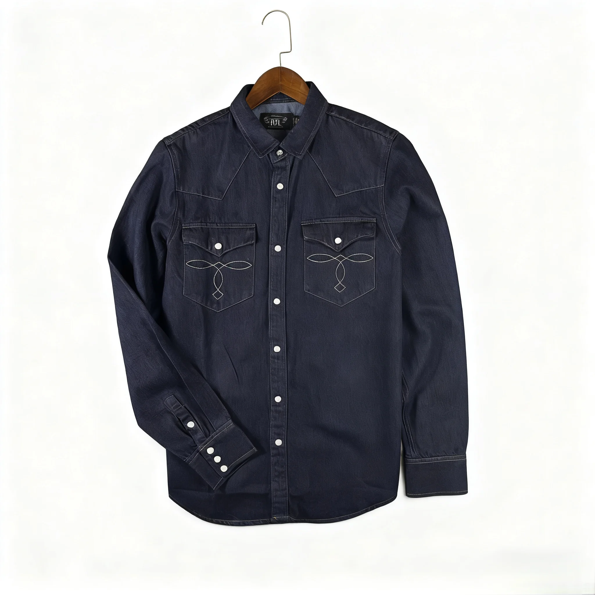 

Retro American Western Sle Men's Denim irt Jaet Thiened Waed Faded Long Sve Loose Fit Autumn Casual Pure Color