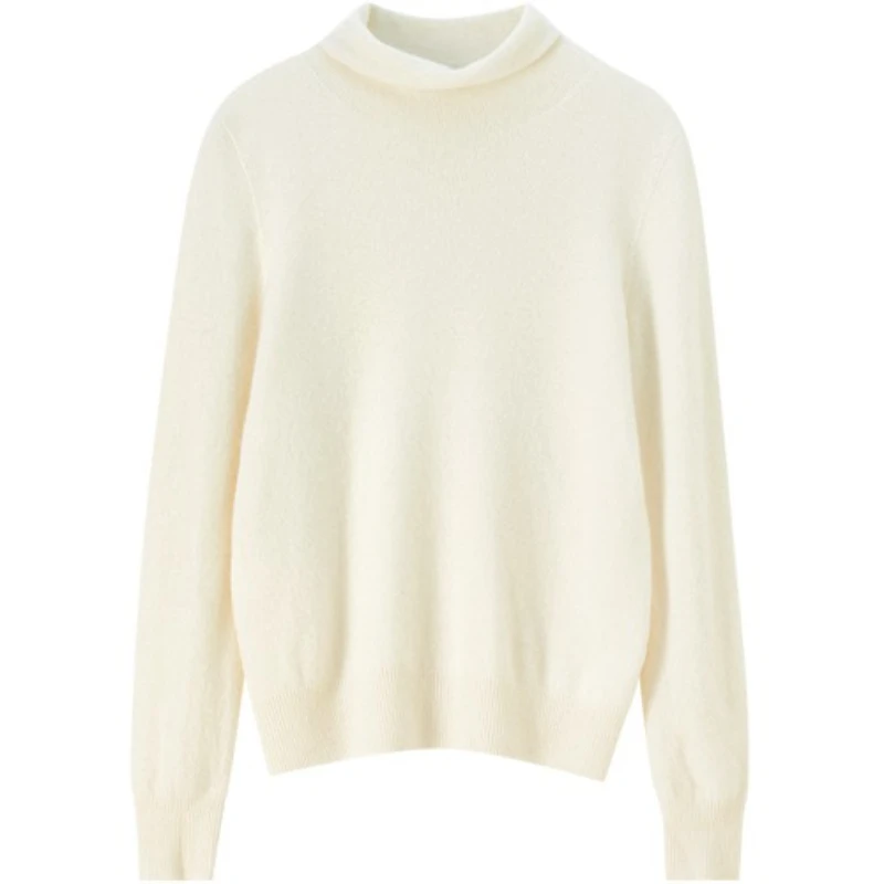 SENTUBILA Pullover solido in cashmere da donna 2025 Autunno senza cuciture lavorato a maglia morbido e confortevole dolcevita elegante moda Top W53EI2796