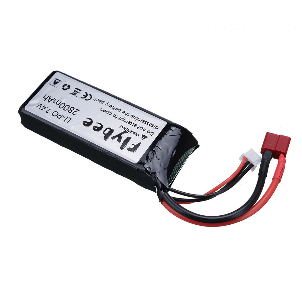 Rc Lipo 2800mah 2S 7.4V แบตเตอรี่ Lipo สําหรับ Wltoys 144001 124018 124019   12423 12428 รถ RC รถบรรทุกถังของเล่นชิ้นส่วนแบตเตอรี่พร้อมปลั๊ก T