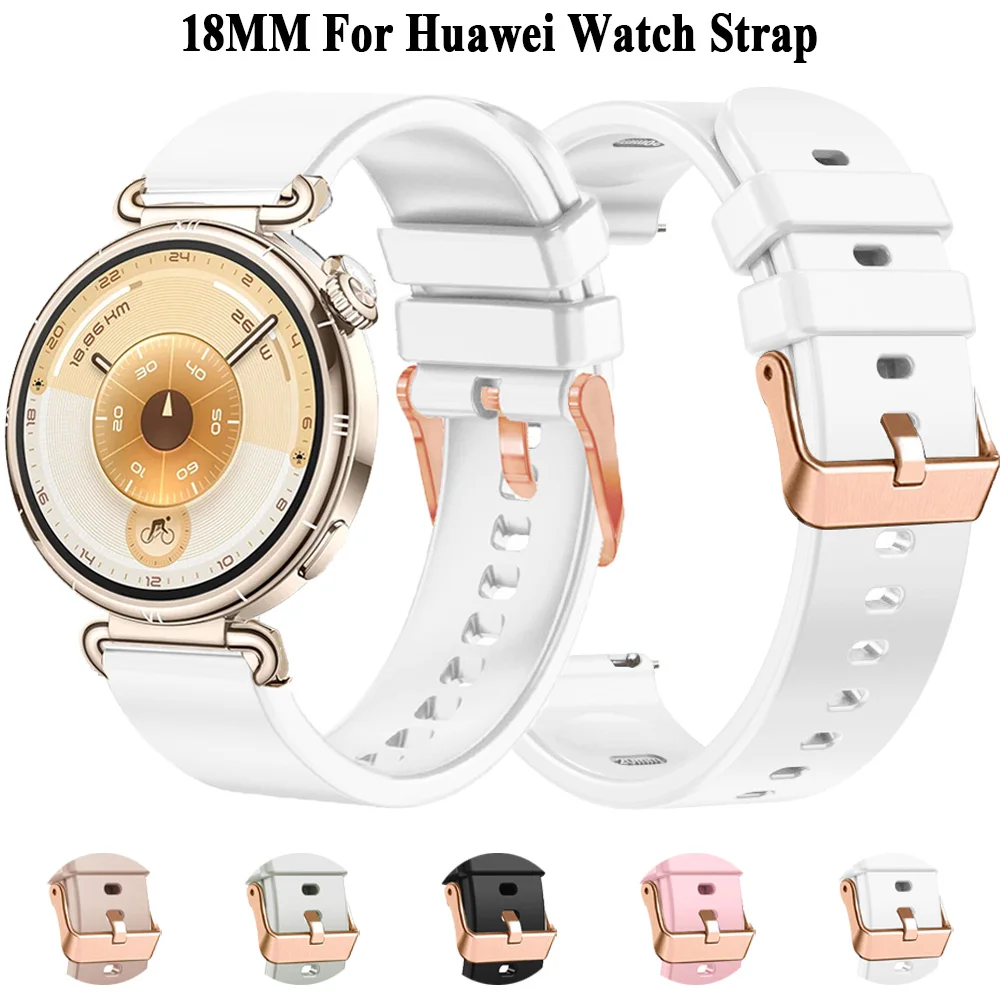18mm Weiches Silikon-Armband für Damen für Huawei Watch GT6 41mm GT5 Pro 42mm GT4 41mm GT 6 5 4 41mm Armbänder Uhrenarmbänder