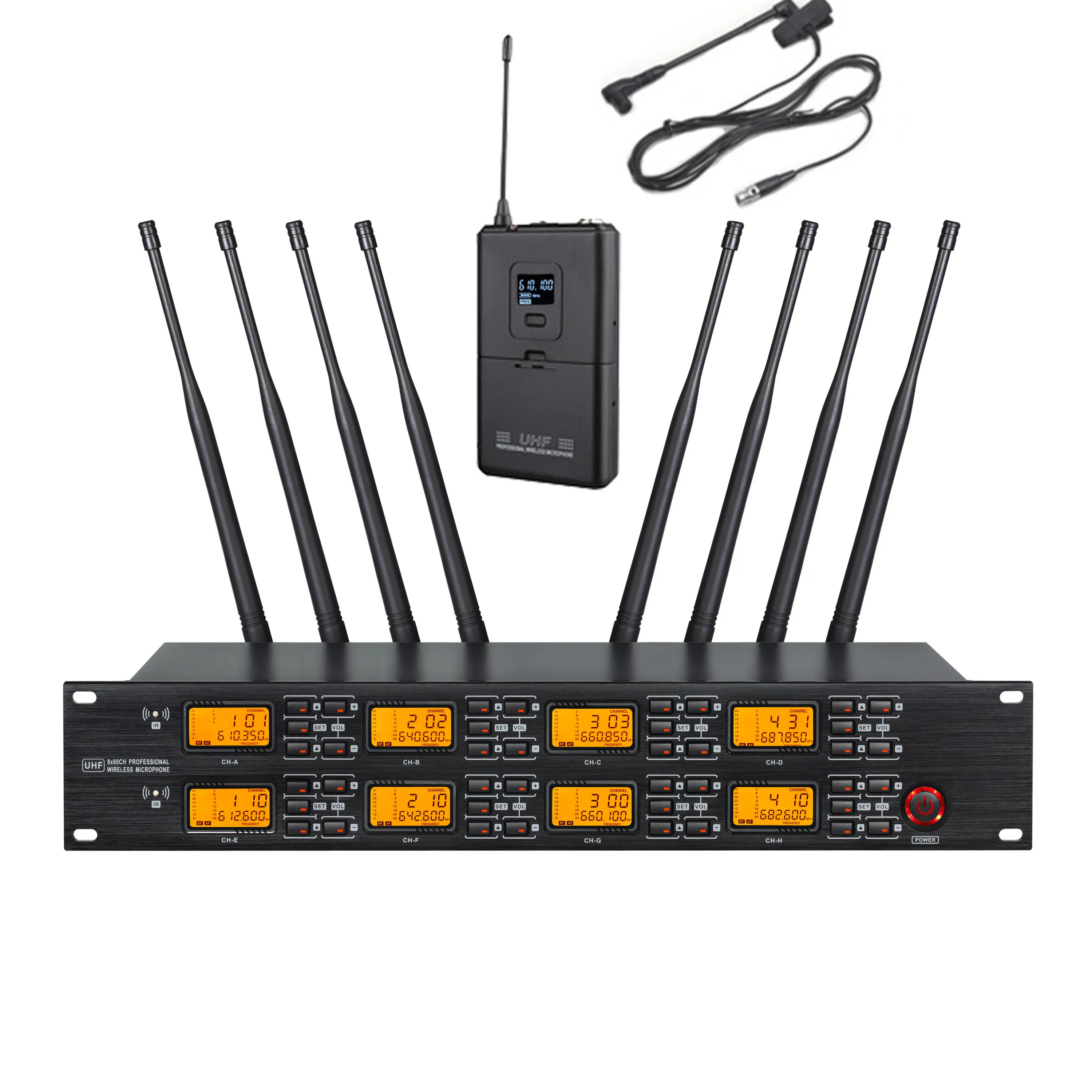 

UR-8000/98hc 640-690mhz 8 Channels Saxophone Uhf Professional Wireless Microphone System