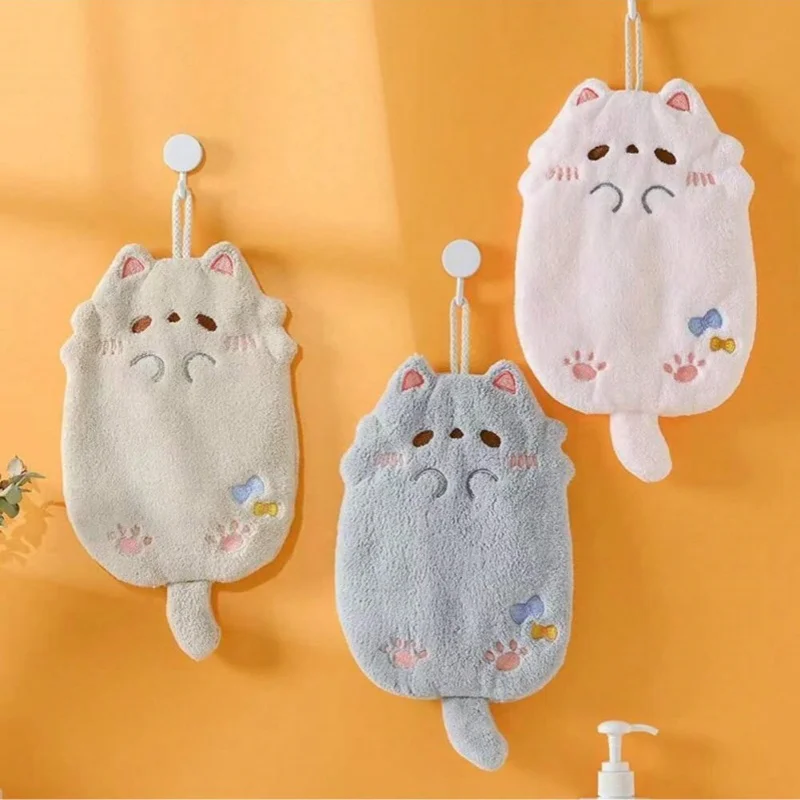 3PCS Children's hand towel hanging absorbent breathable cartoon cute thick square towel small washroom hand towel