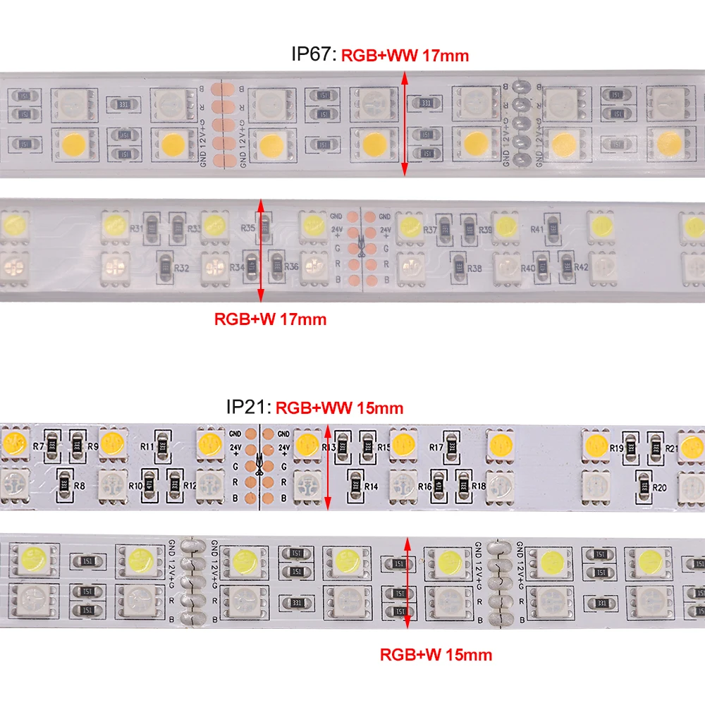 5M 12V 24V 5050 Led Strip Licht Dubbele Rij Ultra Bright 120Leds/M Waterdichte Verlichting decoratie Led Tape Licht Rgbw Rgbww Wit
