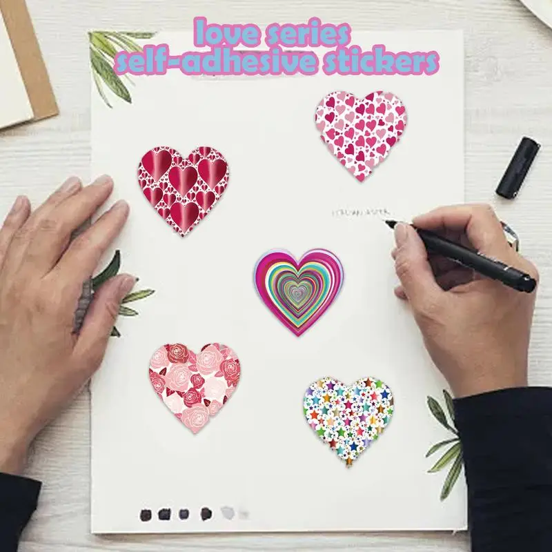 500 шт., рулоны наклеек в форме сердца, креативные этикетки, самоклеящиеся наклейки в форме сердца, инновационная клейкая этикетка в форме сердца