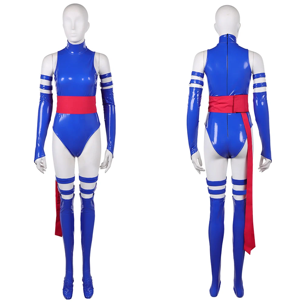 Rogue Top Pants Jean Grey Cosplay Dress Costume Psylocke Bodysuit Outfit Polaris Jumpsuit Gloves Halloween Carnival Disguise view 4