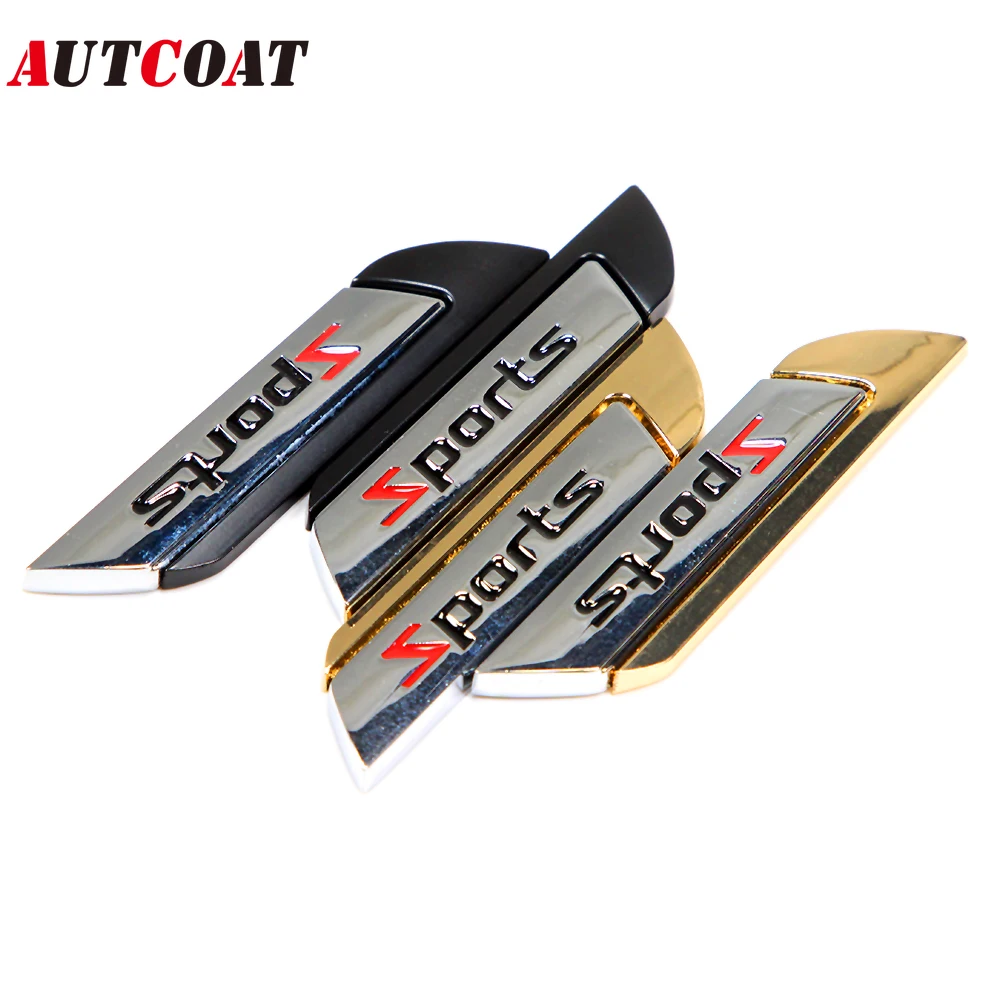 

AUTCOAT 1Pcs 3D Zinc Alloy SPORTS Premium Car Emblem Badge Decals Side Fender Rear Trunk Sticker for Car SUV Truck Motorcycle