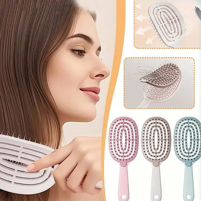Fluffy Fashion Big Curved Hollow Comb Hair Scalp Massage Comb Self-Cleaning Fluffy Comb Styling Tool High Cranial Vault Comb