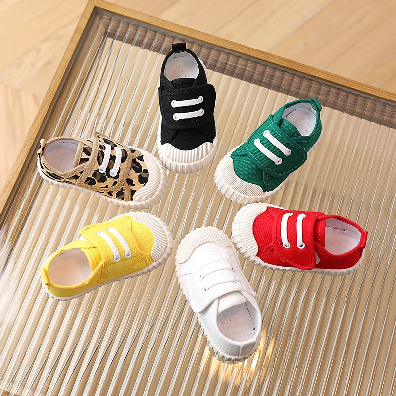 

Children's casual shoes canvas soles spring and autumn canvas shoes Velcro white shoes girls single shoes kindergarten indoo