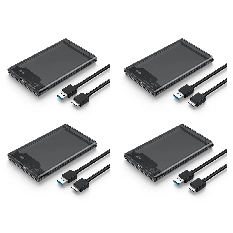 

【PUBLICITY】4X Прозрачный серый чехол для жесткого диска для жесткого диска 2,5-дюймовый корпус для жесткого диска SATA-USB 3.0 Type-C 3.1 Чехол для внешнего жесткого диска