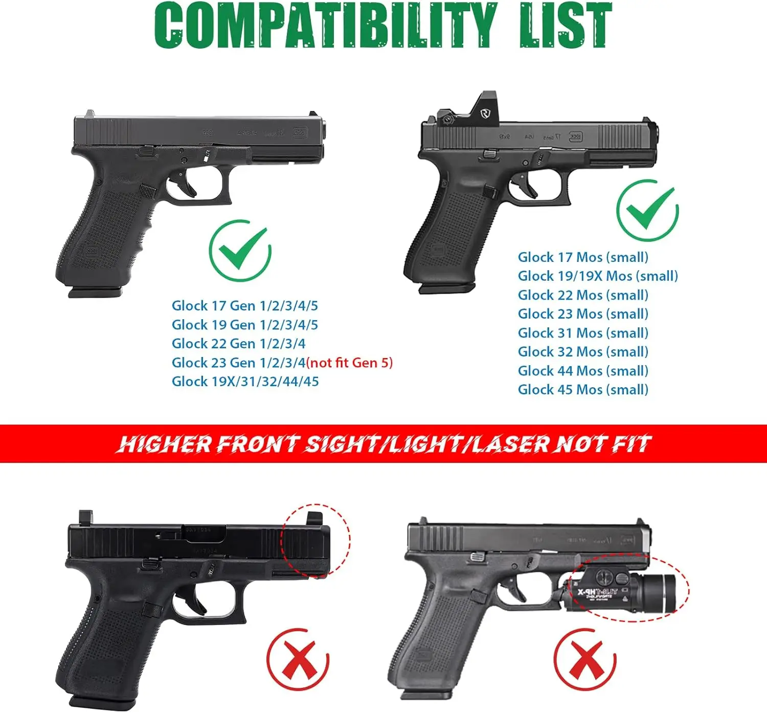 Level 3 Tactical Holster for Glock 19/17/19X Gen 1-5,Glock 23/32/,Glock 45/44 Gen1-4,Rentention OWB Paddle,Thumb Release,Right