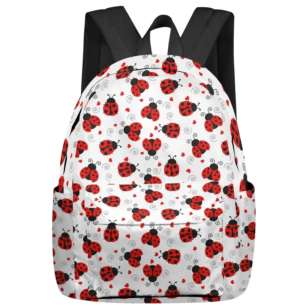 

Red Ladybug Love White Feminina Backpacks Teenagers Student School Bags Laptop Custom Backpack Men Women Female Travel Mochila