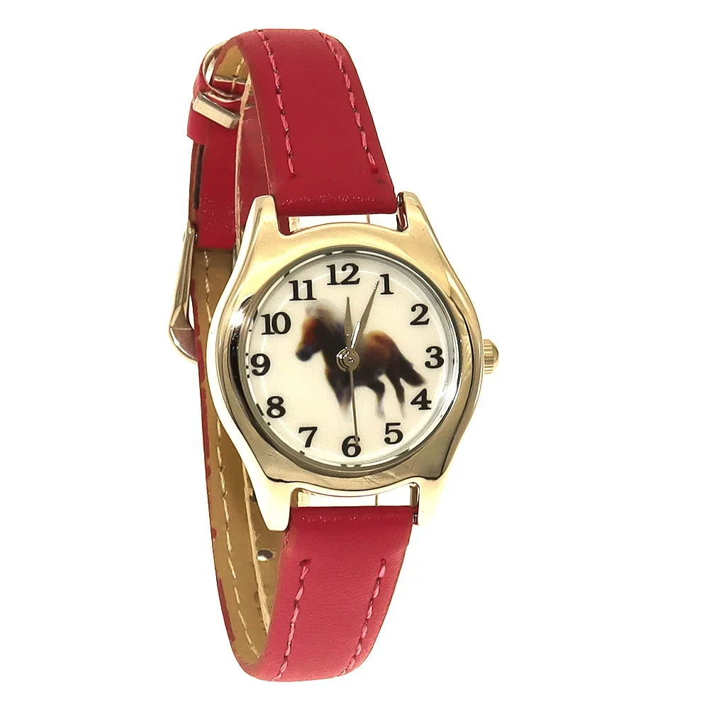 

Kids Quartz Wristwatch Animal Cartoon Design Easy Read Dial Leather Strap Student Watch for Girls & Boys