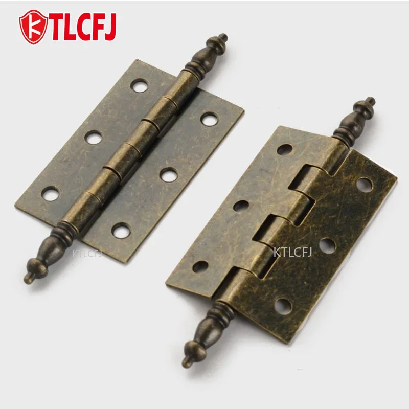 KTLCFJ 2 PCS Antique Bronze Retro 6 Holes Hinges Hardware New Mini Hinges with Screws for Wooden Jewelry Box Cabinet