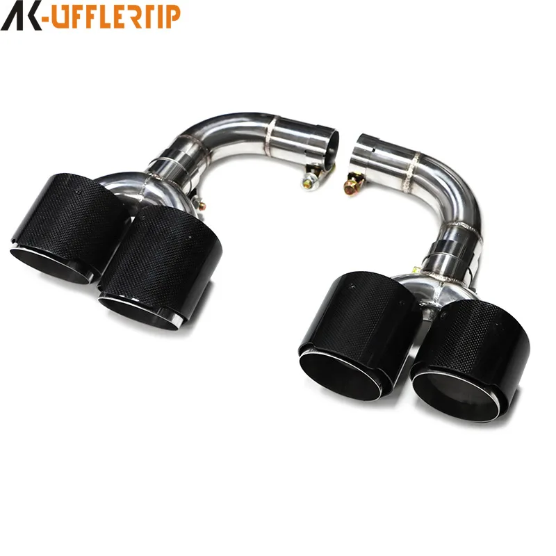 2021-2024 아우디 Q5L 업그레이드 SQ5 트루 포 아웃 스테인리스 스틸 카본 파이버 블랙 테일 스로트 배기 파이프에 적합