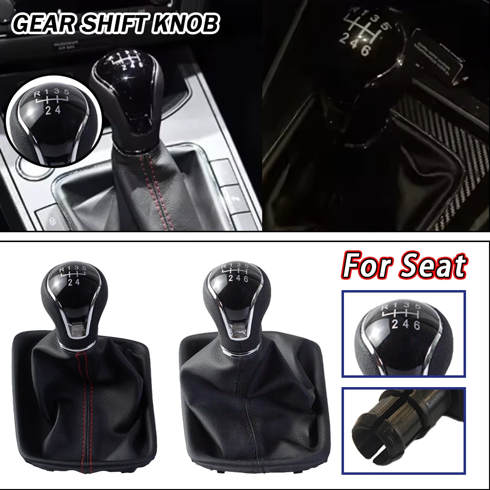 5/6 سرعة دليل الجلود والعتاد التحول المقبض ل سيات ليون III 3 MK3 2012 2013 2014 2015 2016 2017 2018 2019 2020 اكسسوارات السيارات #3