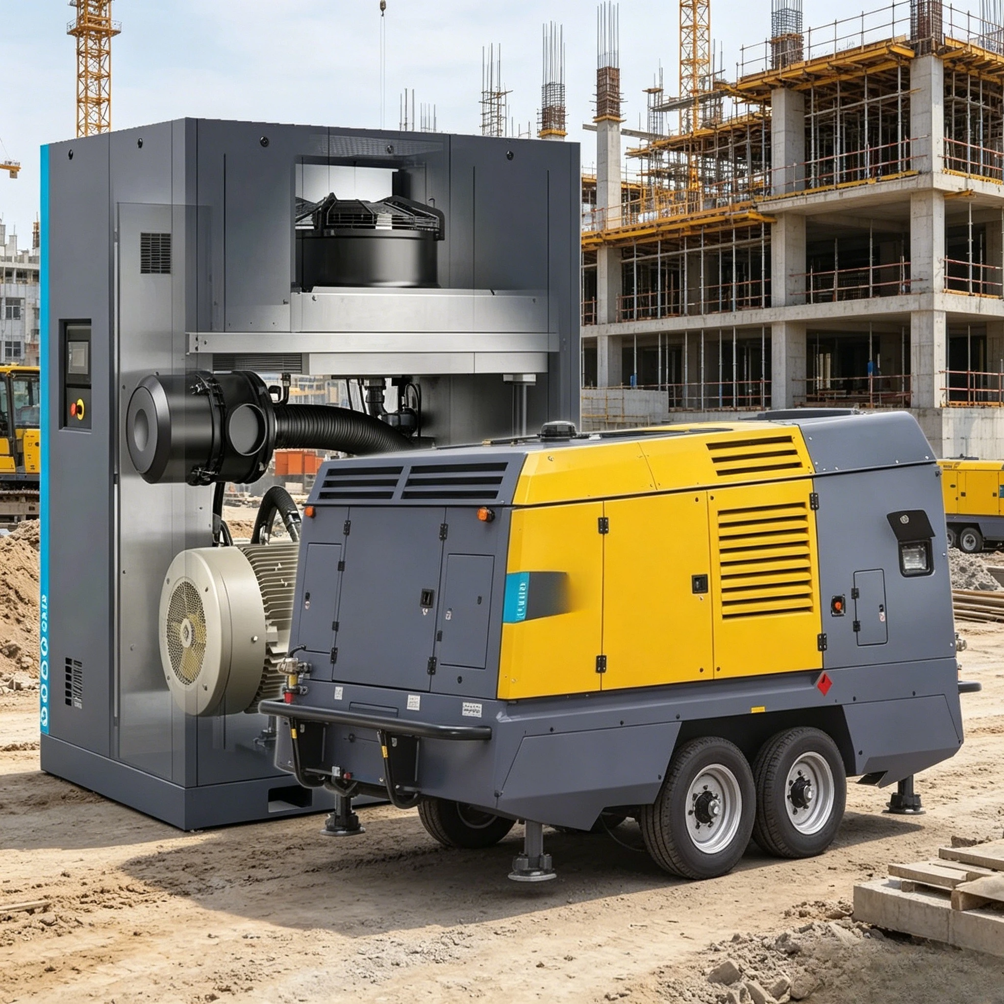 Customized Industrial Electric Rotary Screw Air Compressor Portable Battery Air Condition Compressor Medical Air Compressor