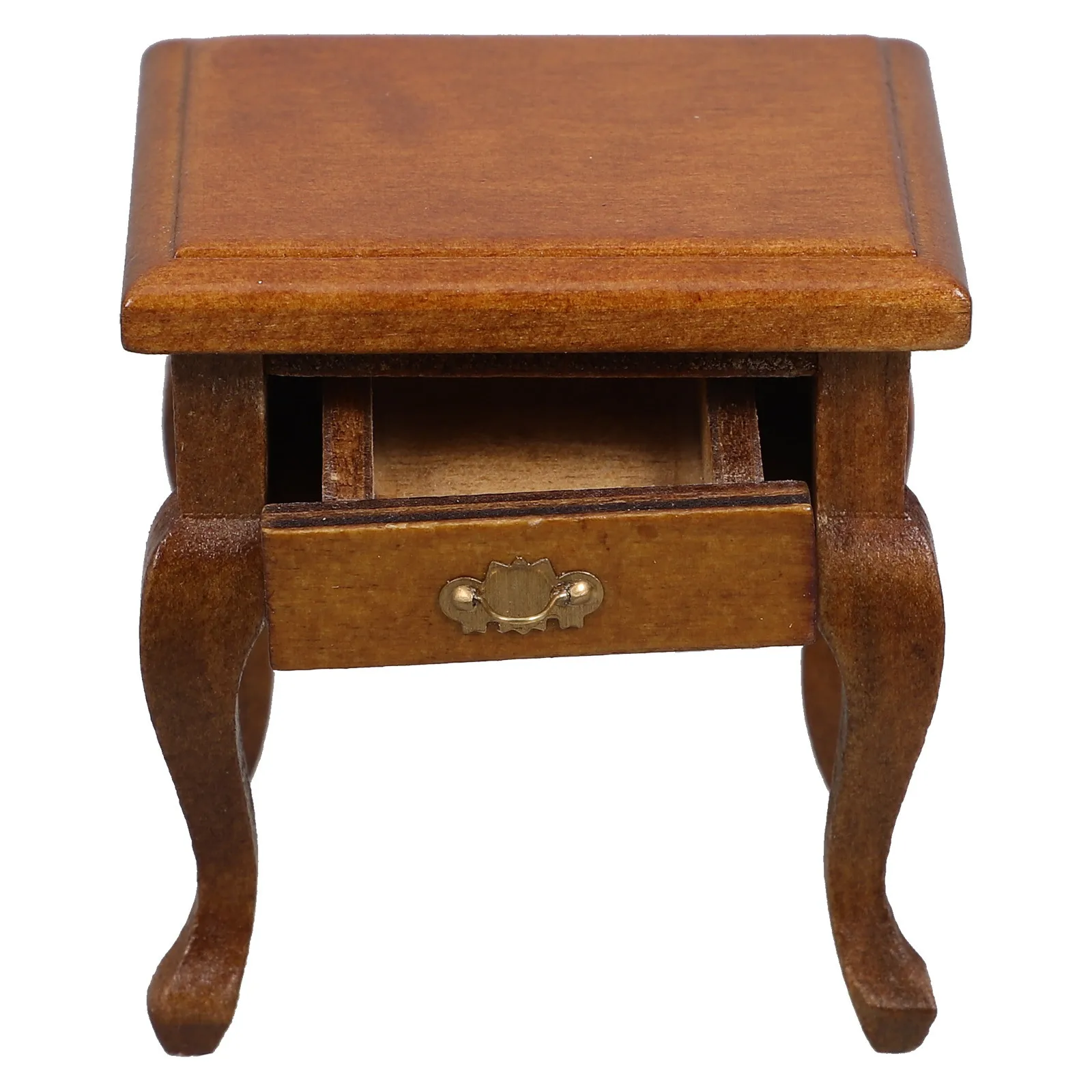

1:12 Scale Mini Bedside Cabinet Realistic Wood Finish Nightstand for Tiny House Interior Storage Decorative Furniture
