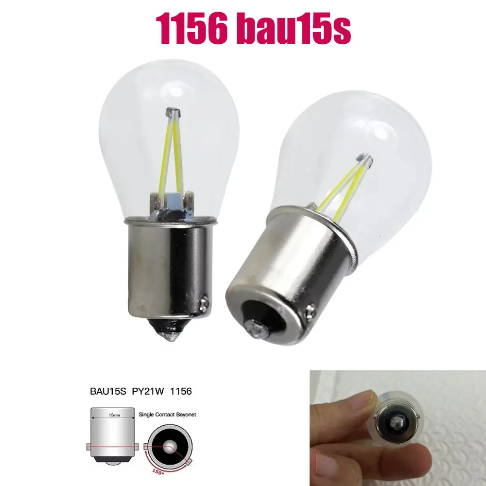 2 PCS 1156 BA15S BAY15D 1157 BAU15S 2 COB Car LED Filament Turn Signal Light Parking Reverse Bulb 12V DC Warm White Lamps