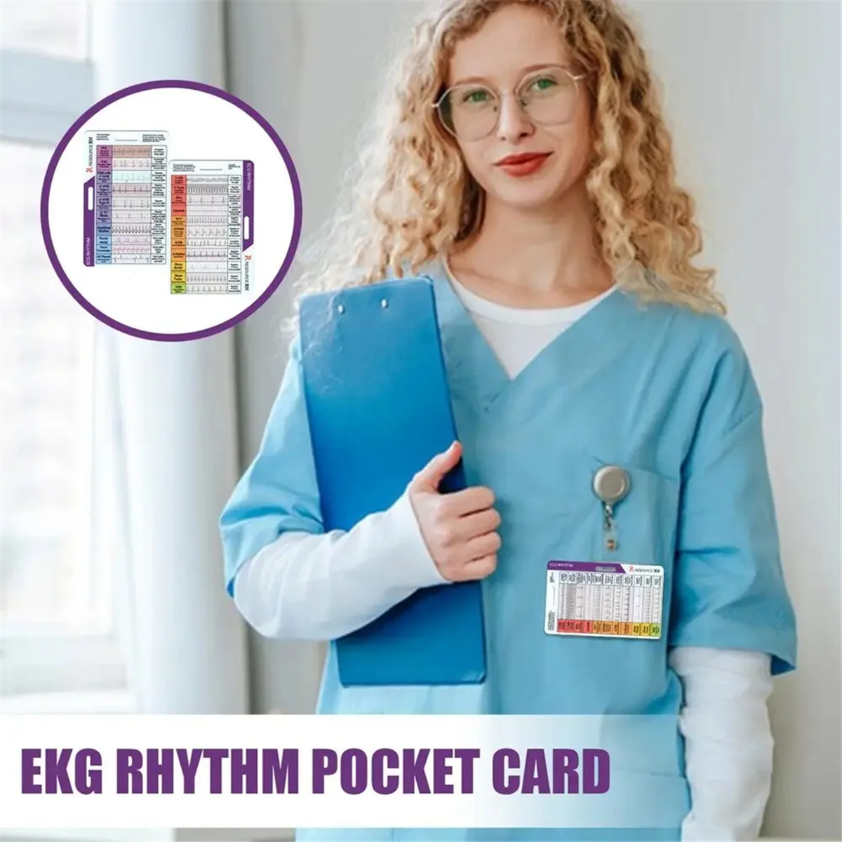 A002 ECG/EKG Rhythm Pocket Card Acrylic 7 Step Ruler Ruler Card Portable Ecg Ekg Reference Guide Rhythms Calipers Pocket Card