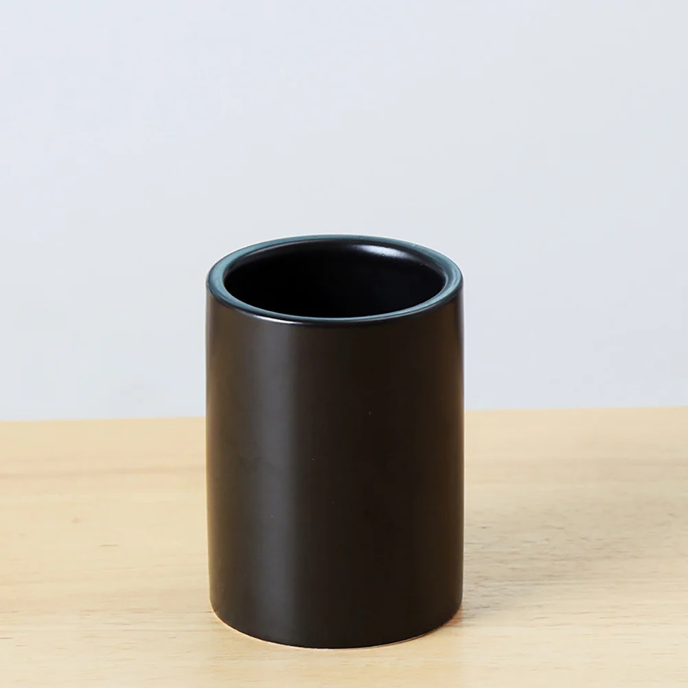 

2Pcs Ceramic Tea Cups Smooth Design Portable Multipurpose Storage Cups Black Office Travel Use Stylish Teacups