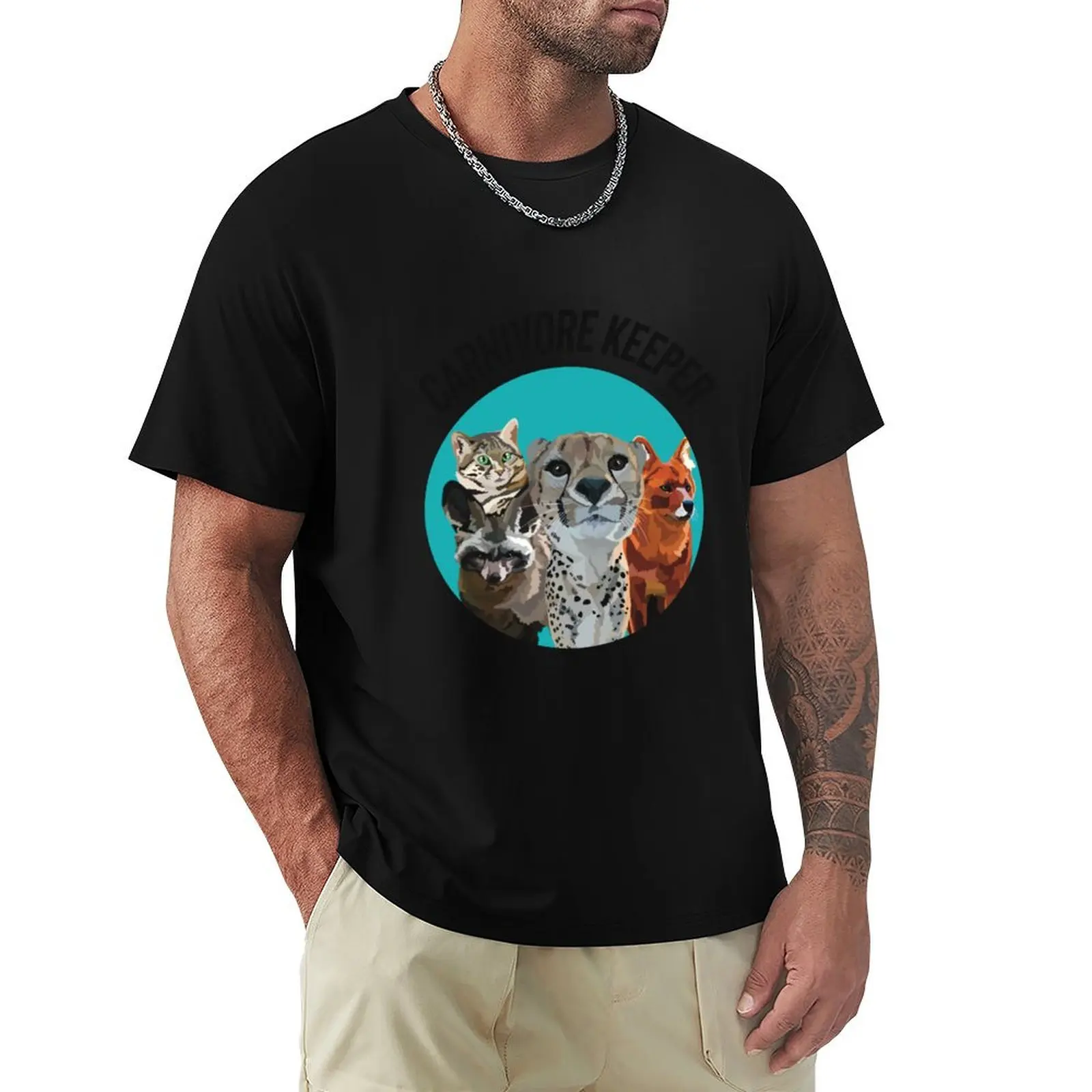 

Carnivore Keeper T-Shirt Basic Solid Color Short Sleeve Cotton Top