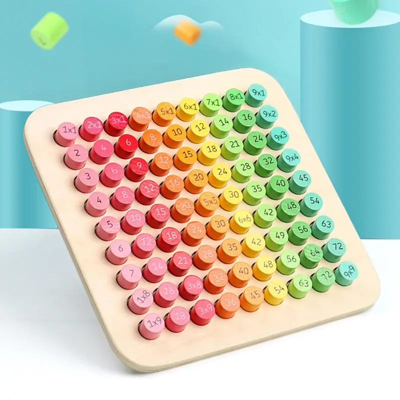 Wooden Multiplication Board Game Rainbow Multiplication Table Math Learning Toys Educational Wooden Toys Arithmetic Teaching Aid