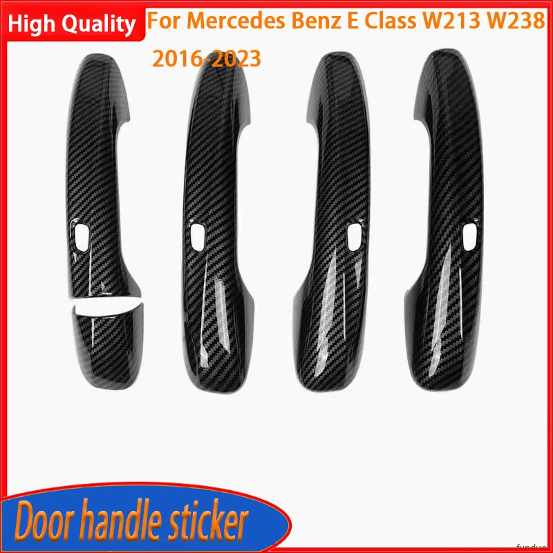 Glossy Black Carbon Fiber LHD Car Door Handle Cover Styling Accessories Stickers For Mercedes Benz E Class W213 W238 2016-2023