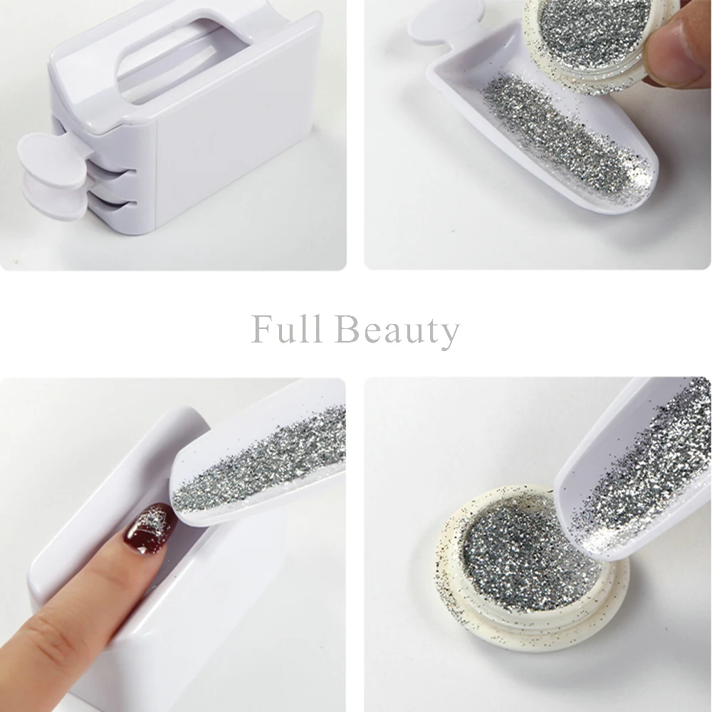 Nail Powder Recycling Box Double Layer Dip Powder Storage Organizer Dust Collector Glitter Sequin Rhinestones Container NLS-CF