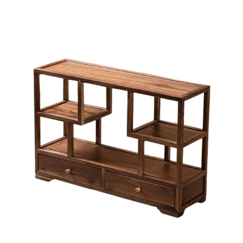 North American black walnut solid wood bogu frame teacup tea set storage rack placement rack Kung fu purple sand teapot