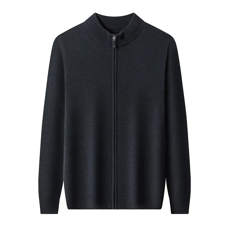 2026 New Fashion 100% Wool Autumn Winter Men's Coat Wool Sweater Zipper Cardigan