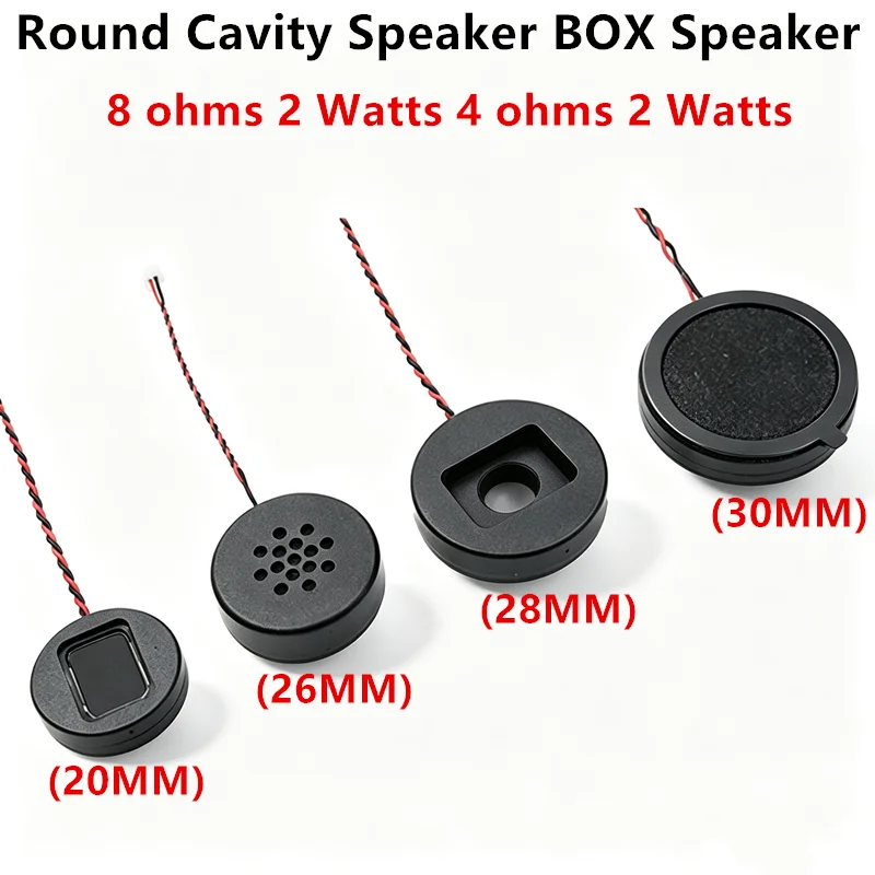 2PCS 8R 2W 4R 2W Round Cavity Speaker BOX Speaker 8 Ohms 2 Watts 4 Ohms 2 Watts 20MM/26MM/28MM/30MM