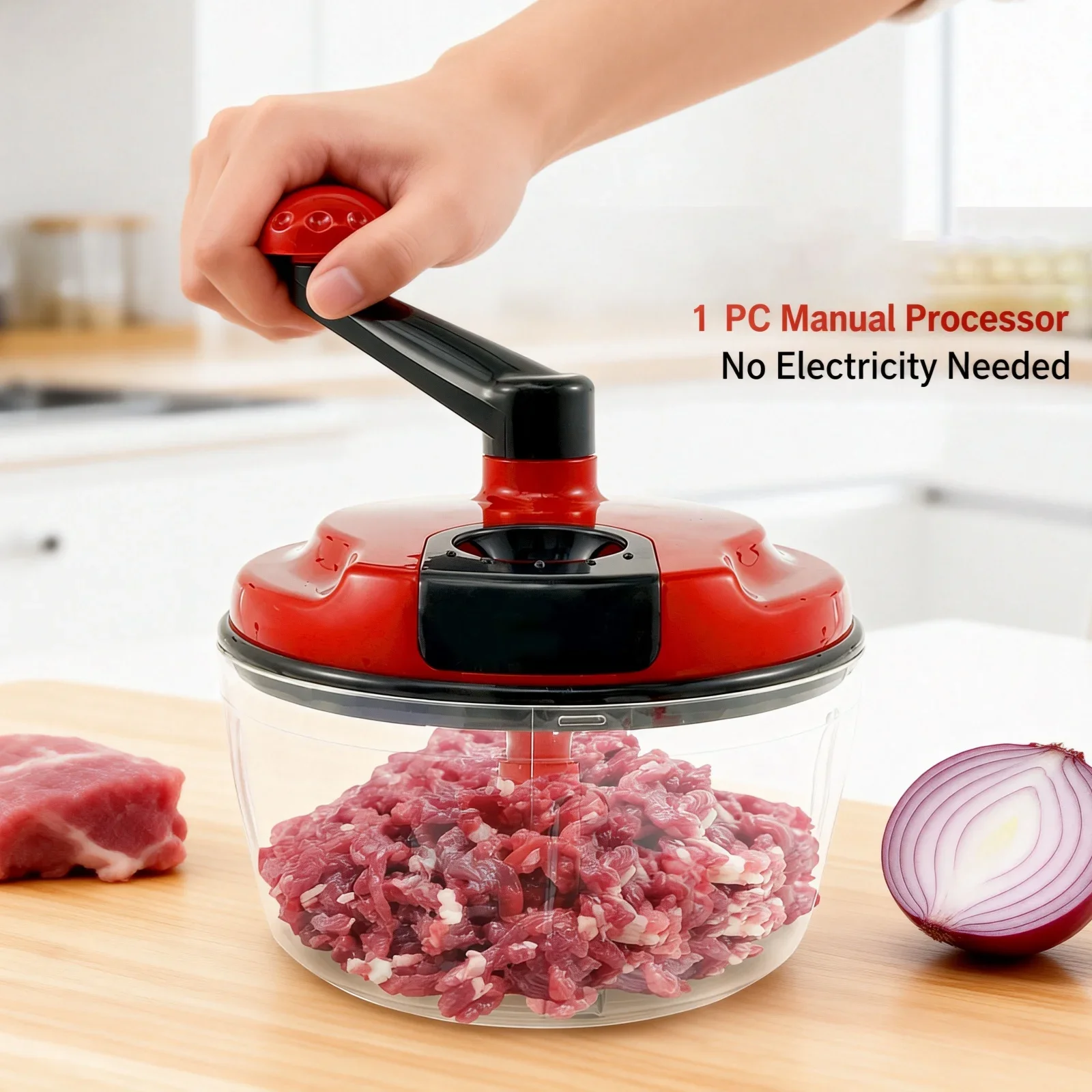 

Manual Meat Grinder Multi-functional Food Processor With Stainless Steel Blades Garlic Chopper Onion Cutter Kitchen Accessories