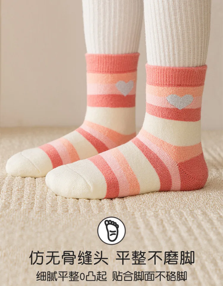 Mädchen Wintersocken 5 Paar Baby süße Farbe Prinzessin rosa dicke Baumwollsocken Kinder warme Wintersocken – Detail 7