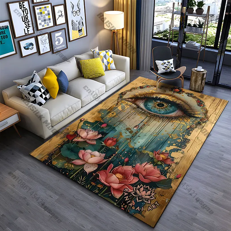 Mystical eye nature connection carpet Yoga living room room decor children's crawling mat doormat area rug games mat