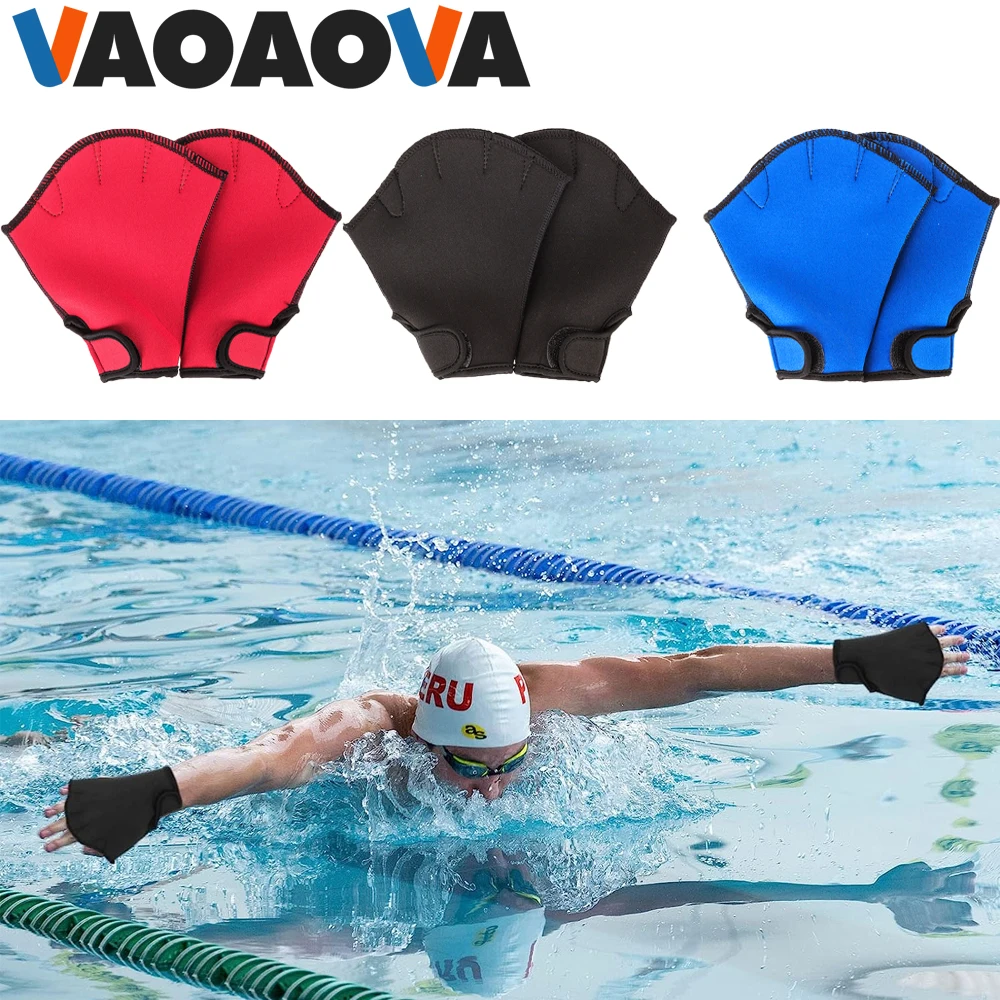 1Pair Swimming Webbed Gloves for Men Women Children, Aquatic Gloves Waterproof for Helping Upper Body Resistance, No Fading