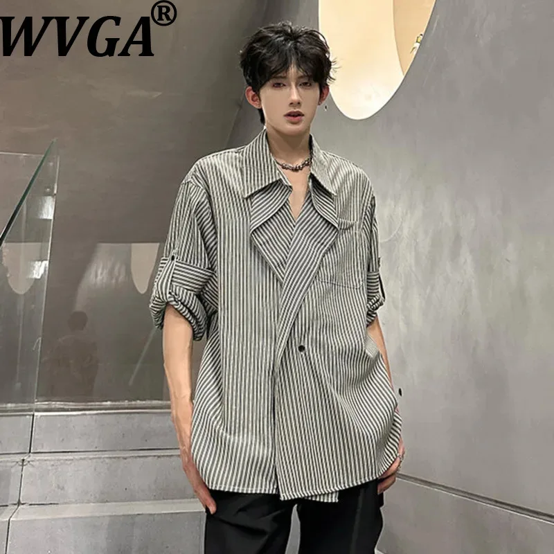 WVGA ربيع الخريف جديد الرجال المد النمط البريطاني مخطط كبير التلبيب تصميم العصرية قمصان طويلة الأكمام المتخصصة شيك بلايز عادية W16841 #1