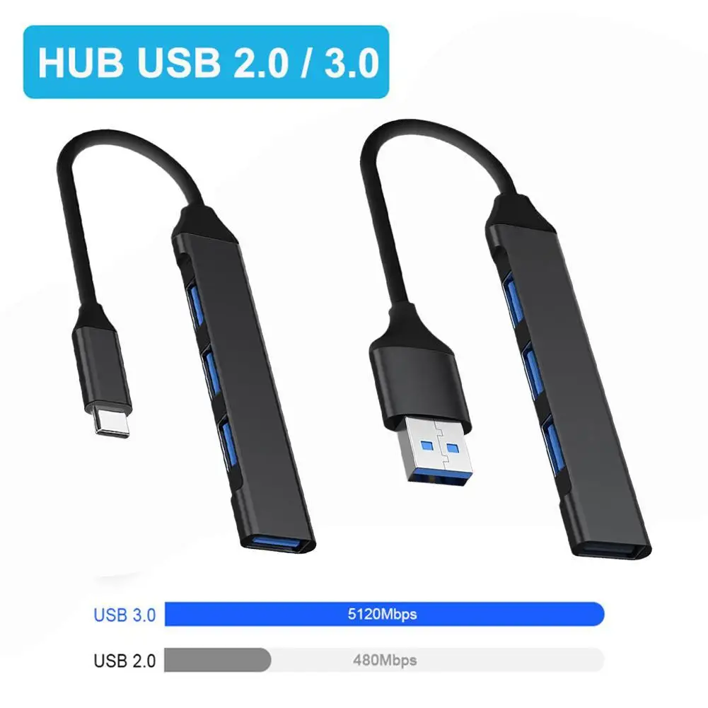 

USB-C Type C to USB 3.0 4 Port Hub Splitter 5Gbps For PC Computer Accessories Multiport HUB USB 3.0 2.0 Port For Phone S7M7