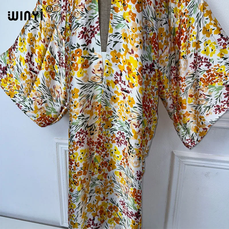 WINYI Women Bohemian Tie-dye print Elegant Casual dress African Cardigans Outerwear For Women Summer Sexy Lady Swimwear Kimonos