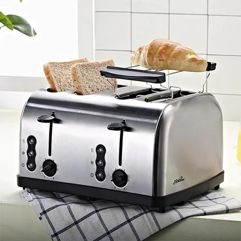 4 Slice Electric Toaster and Grill Bread Toaster Home Large Professional Pop up Toaster