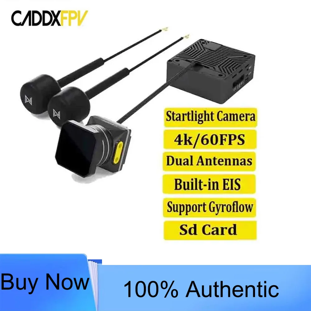 Caddx Walksnail Moonlight Kit 4k 60FPS FOV 160° Starlight Camera with Gyroflow Built-in EIS Dual Antennas for FPV Drone RC