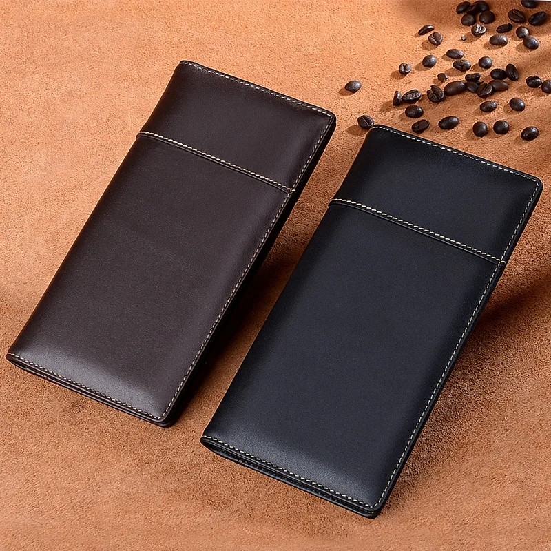 New wallet men's genuine leather long multi-card top-layer leather wallet large-capacity ultra-thin business wallet Money clip