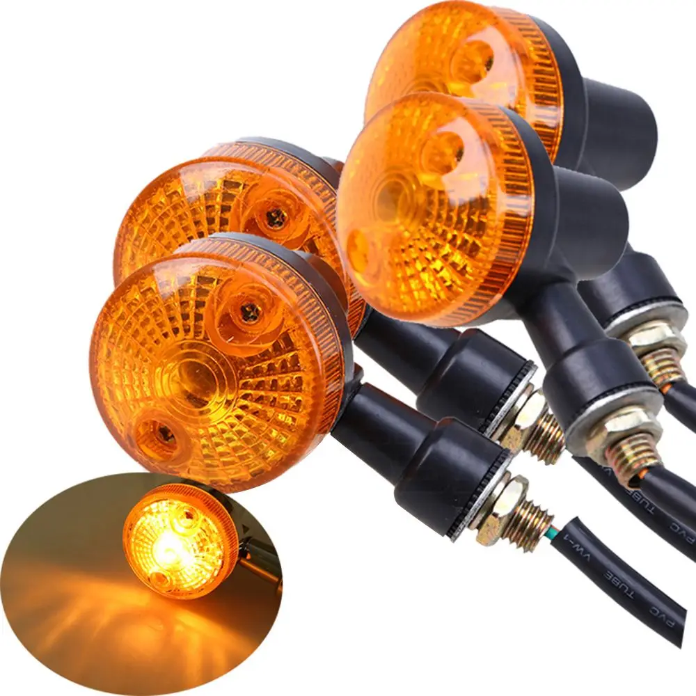 2PCS Motorcycle Turn Signal Lights Indicator Lamp Amber Flashers for Kawasaki Suzuki Honda Cafe Racer Turn Lamp