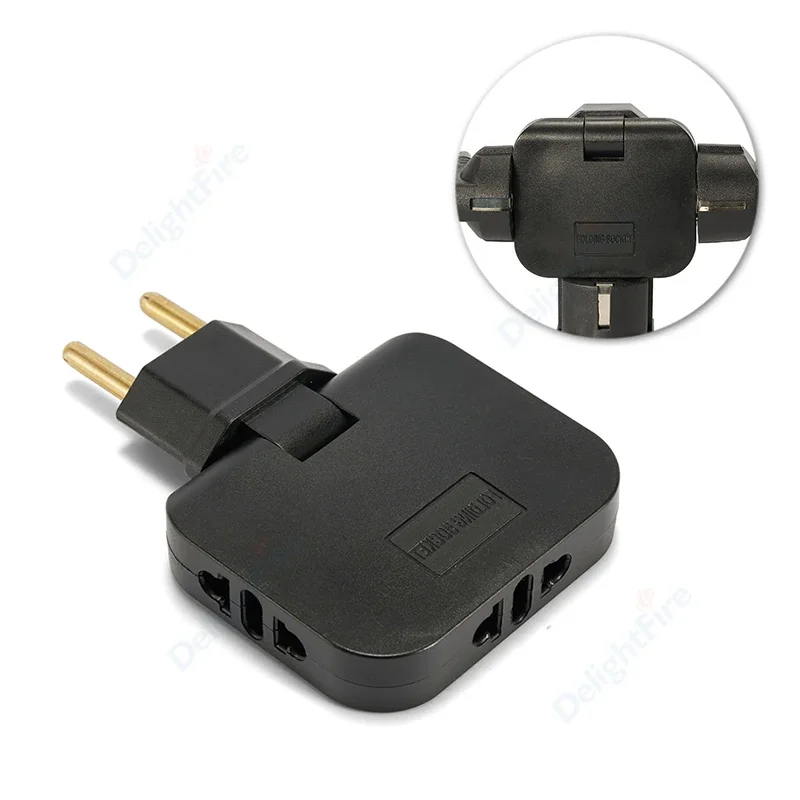 Presa elettrica a T UE 3 in 1 Adattatore spina 2 pin da 4,8 mm Pieghevole CN da US a UE Euro Corea FR Adattatori da viaggio Presa convertitore CA