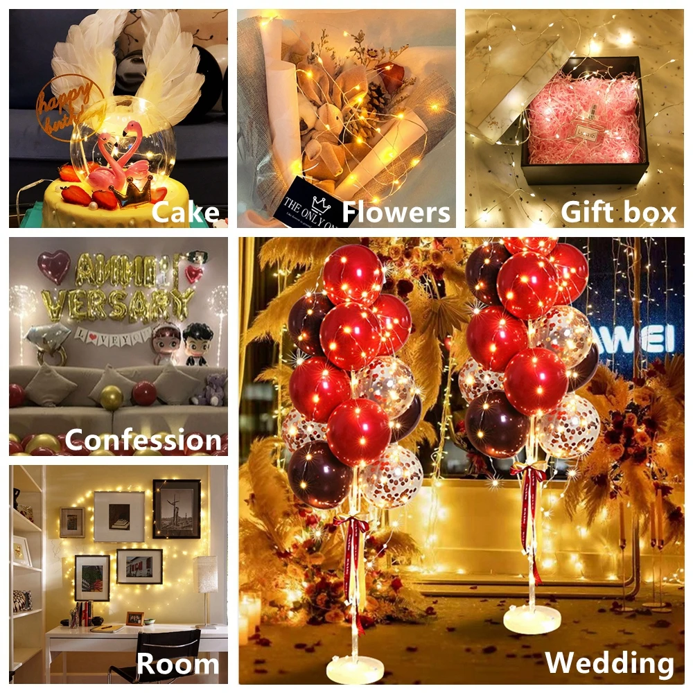 Led Strings Garland Fairy Lights Copper Wire 1M 2M 5M10M Battery Lighting Garland for Christmas Bedroom Wedding Party Decoration