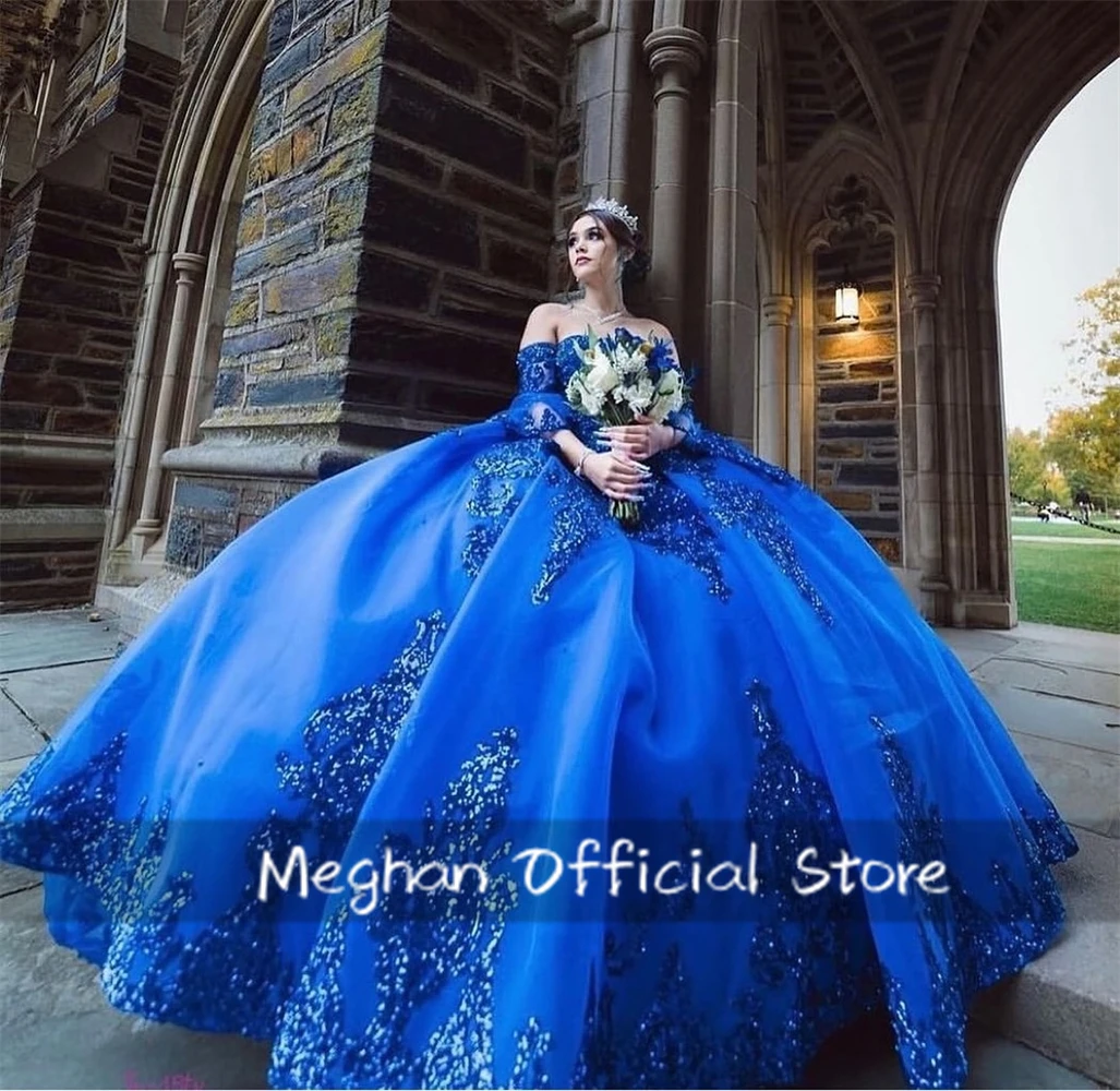 Mexico Royal Blue Strapless Quinceanera Dresses Ball Gown Bead Appliques Birthday Party Dress Formal Gown Sweet 16 Customized